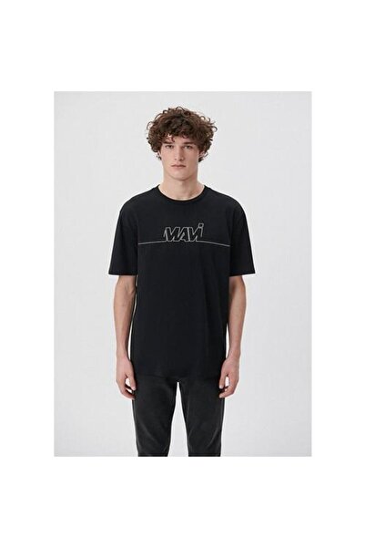 Mavi Μαύρο ανδρικό μπλουζάκι με λογότυπο M0610254-900