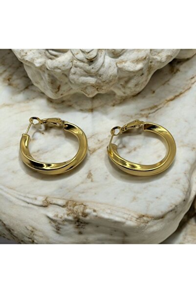 Swan Jewelry Küçük Çelik Burgu Gold Renk Küpe