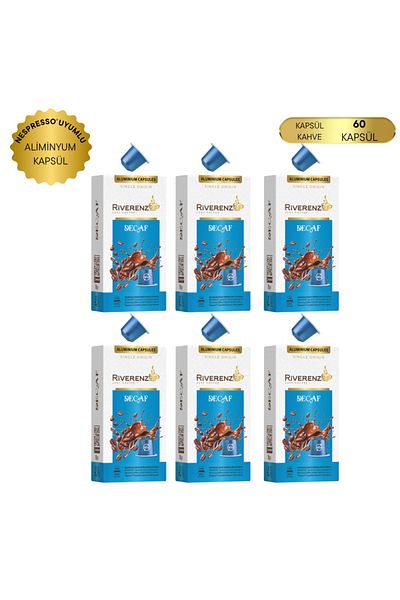 Riverenza Aluminum Nespresso Compatible Capsule Coffee Decaf Decaffeinated Colombia 60 Capsules