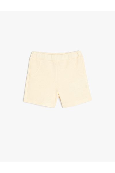 Koton Basic Shorts Textured Pockets Elastic Waist