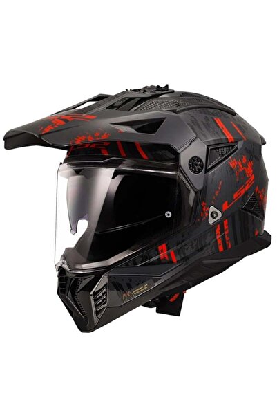LS2 PIONEER 2 CRAZY KAPALI KASK MAT SİYAH-GRİ-KIRMIZI
