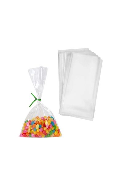 Ambalaj Evi New Year's Cookie Gelatin - Transparent and Confectionery Bag, 13X20 Cm, 100 Pieces