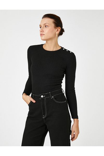 Koton Tricou cu mânecă lungă, buton detaliat