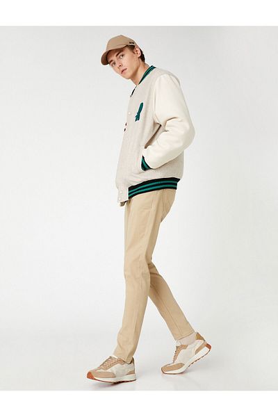 Koton Basic Gabardine Trousers with Buttons and Pocket Detail