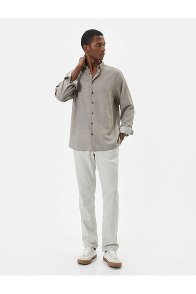 Koton Slim Fit πουκάμισο Classic γιακά με μακρυμάνικο κουμπιά