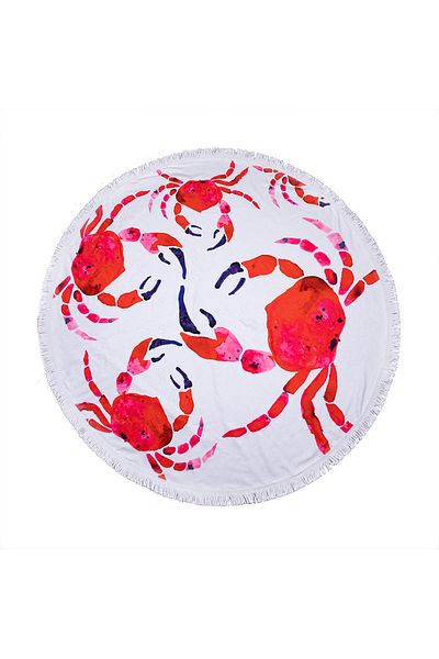 ANEMOSS Rundes Strandtuch mit Krabbenmotiv