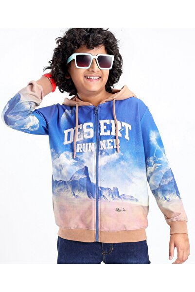 Pine kids سويت شيرت من Pinekids بغطاء رأس وأكمام طويلة من القطن المحبوك والمغ...