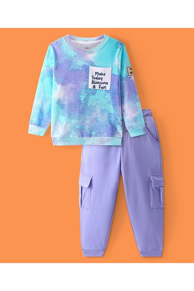 Ollington St. Ollington St. - 100% Cotton Knit Full Sleeves Tie & Dye Sweatshirt & Joggers Set - Multicolor