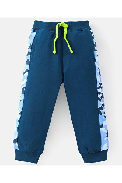 Babyhug Cotton Knit Raglan Sleeves Hoodie & Lounge Pants Set With Camouflage Detail - Blue