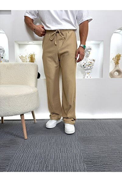 UTTBASİC Bej Giesto Dokulu Baggy Eşofman