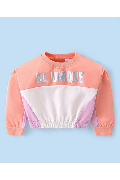 Babyhug Terry Knit Full Sleeves Top & Pants Set With Text Print - Pink & White