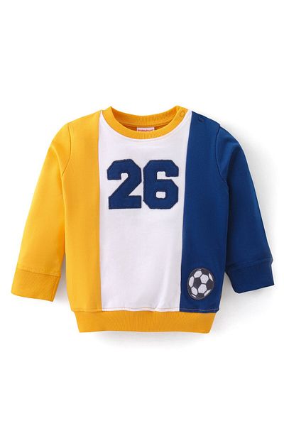 Babyhug Cotton Terry Knit Full Sleeves T-Shirt & Lounge Pants/Co-ord Set  - Blue & Yellow