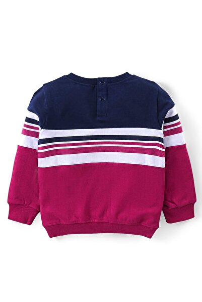 Babyhug Cotton Terry Knit Full Sleeves T-Shirt & Lounge Pants Set With Text Print - Maroon & Navy