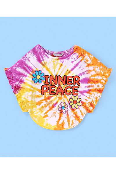 Ollington St. Ollington St. 100% Cotton Knit Half Sleeves Tie & Die Top Floral Print & Shorts Set- Multicolour