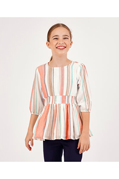 Primo Gino بلوزة مخططة بأكمام 3/4 بوصة - متعددة الألوان