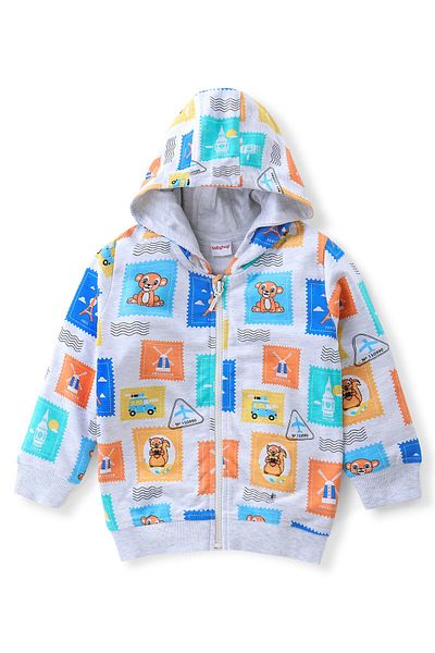 Babyhug 100% Cotton Knit Full Sleeves Hooded T-Shirt &  Lounge Pants/Co-ord Set Lion  - Multicolour