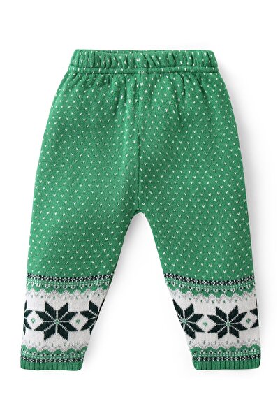 Babyhug Knit Full Sleeves Sweater & Pants Set with Intarsia Design -Light Green