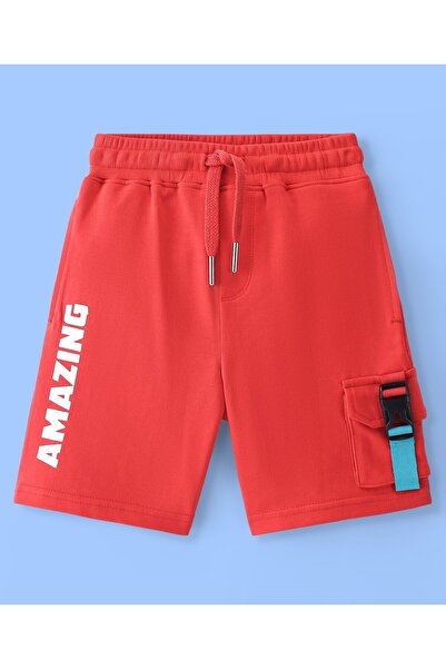 Ollington St. Ollington St. 100% Cotton Knit Half Sleeves T-Shirt & Shorts Set With Text Print – White & Red