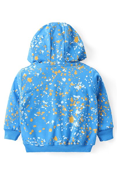 Babyhug Cotton Knit Full Sleeves ed Hoodie & Lounge Pants/Co-ord Set Colour Splash - Blue