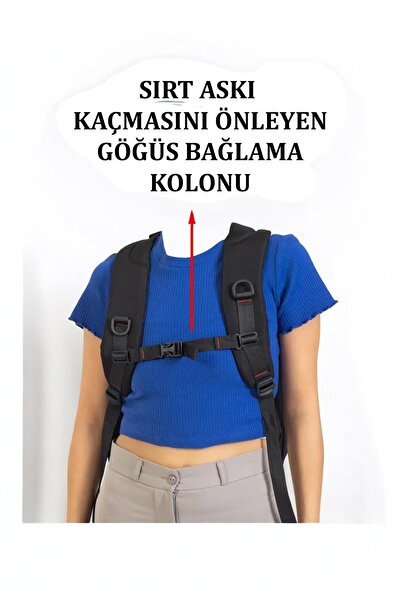 CANARİS Σακίδιο πλάτης Laptop 17'' ιντσών με συσκευή USB, αδιάβροχο ύφασμα, μαύρο χρώμα