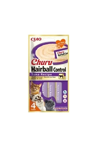 Inaba Ciao Churu Hairball Tüy Yumağı Kontrollü Ton Balıklı Sıvı Kedi Ödül Mam...