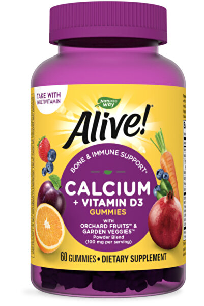 Nature's Way حلوى جيلاتينية من Alive Calcium + D3، 60 حلوى جيلاتينية