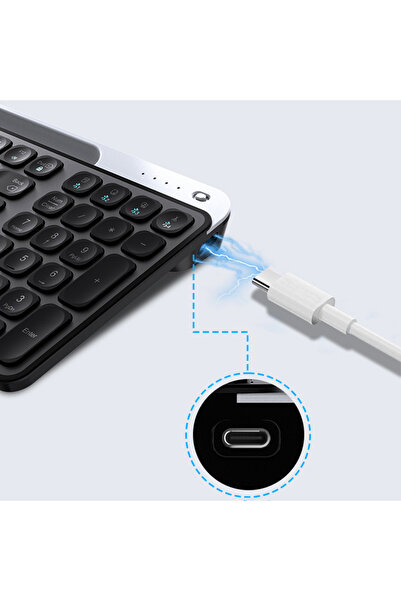 Lenyes WK106 Sessiz Tuş Tasarım Entegre Stand Bölmeli Çift Bluetooth Bağlantılı 2.4G Kablosuz Klavye