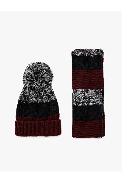 Koton Navy Blue Boy's Knitted Scarf Set