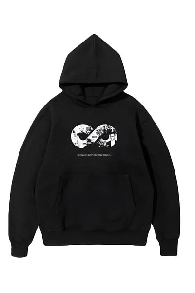 Simala Three Thread Hooded 10 Cutout Custom Sweatshirt - Black