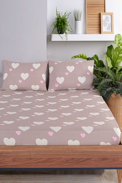 Eponj Home Double Heart Dried Rose - Pes Elastic Sheet Set