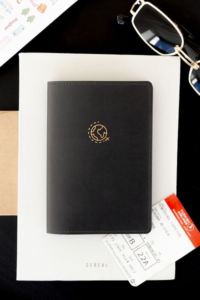 Matt Notebook Husa pentru pașaport neagră