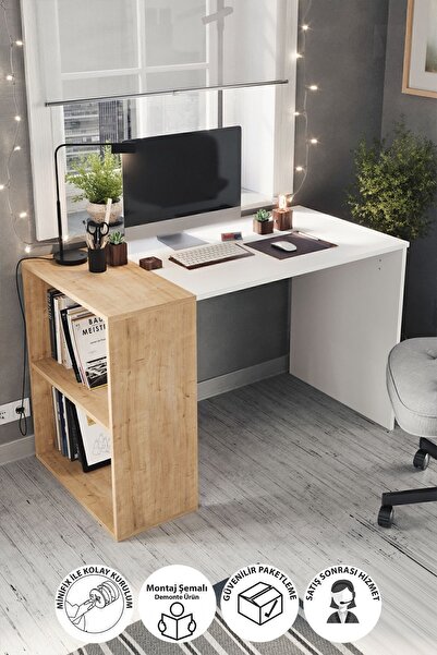 Bofigo 60x120 cm Smyrna Çalışma Masası Kitaplıklı Ofis Masası Bilgisayar Masa...