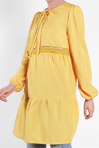 TRENDTESETTÜR Women's Yellow Tassel Detailed Tunic 4470