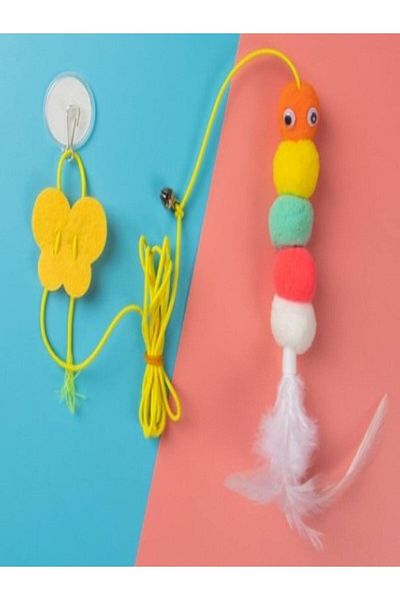 tafce Elastic Rattle Cat Play Rod - Self Adhesive