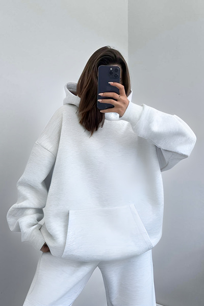 CMZ COLLECTİON Γυναικείο σετ φόρμας με φαρδιά, μαλακή βαμβακερή κουκούλα