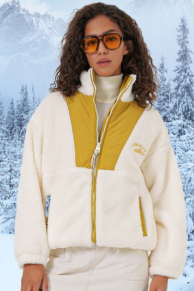 Bigdart Senf 5194 Damen-Plüschmanteljacke