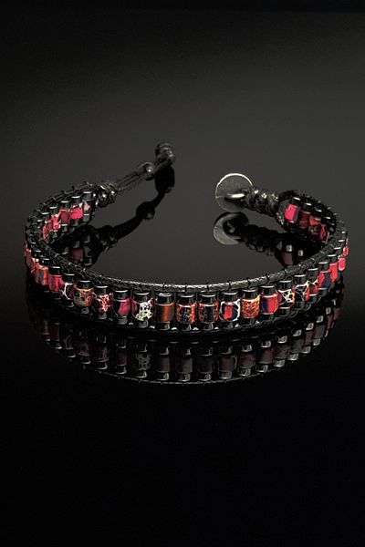 Seven Art Jewelry Natural Stone Bracelet, Red And Pink Varicose Turquoise Stone Bracelet, Gift Bracelet