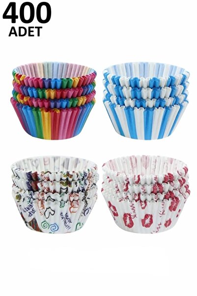 PORLİSMA 400 Adet Muffin Cupcake Kağıdı, Renkli Kağıt Muffin Kek Kalıbı