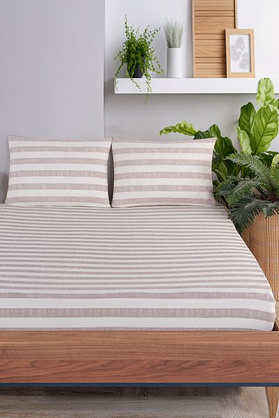 Eponj Home Double Pes Fitted Sheet Set - Heart Combination Dried Rose