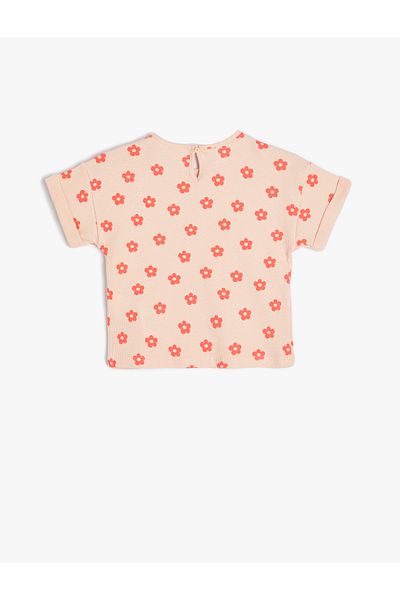 Koton T-Shirt Floral Short Sleeve Crew Neck Textured Cotton