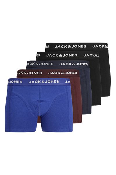Jack & Jones Πακέτο 5 μονόχρωμων μπόξερ με ανδρικό λογότυπο - Μαύρο