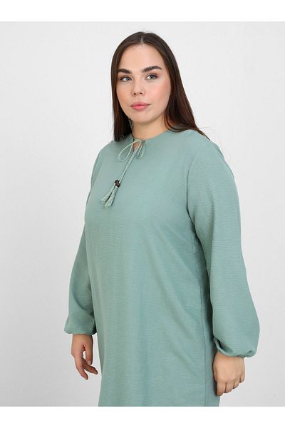 ALİA Green Plus Size Tassel Detailed Tunic - Alia