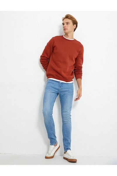 Koton 4wam40214nd Мъжки дънкови панталони Skinny Mıchael Светло индиго
