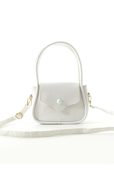 Judour Bags Capac cu magnet detaliat cu buton - Curea transversală reglabilă - Albă - Genți Judour