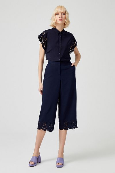 Naramaxx Embroidered Wide Leg Cropped Pants