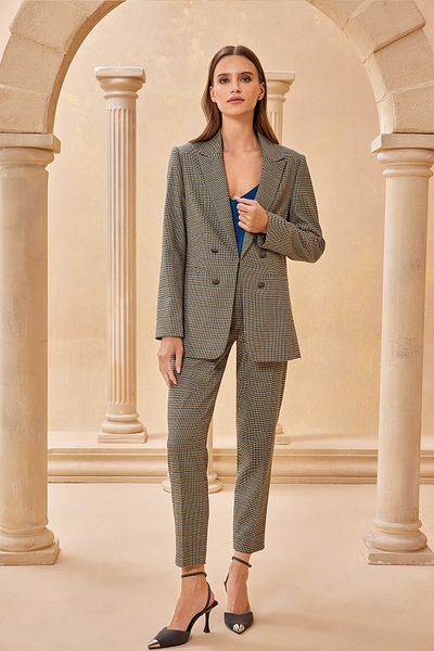 Naramaxx Houndstooth Patterned Pipe Leg Trousers