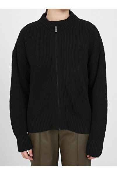 Benin Fermuar Detaylı Triko Bomber Hırka - Siyah - Benin