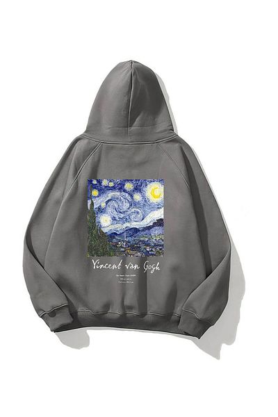 The Champ Clothing Vincent Van Gogh Printed - Smoked Unisex Fleece Hoodie φούτερ