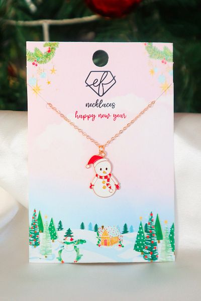 EFBUTİK White Snowman Necklace with Silver Color Chain