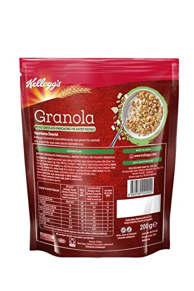 Kellogg's Beyaz Çikolata Parçacıklı&antep Fıstıklı Granola 200 Gr,%46 Yulaf Içerir,lif Kaynağı